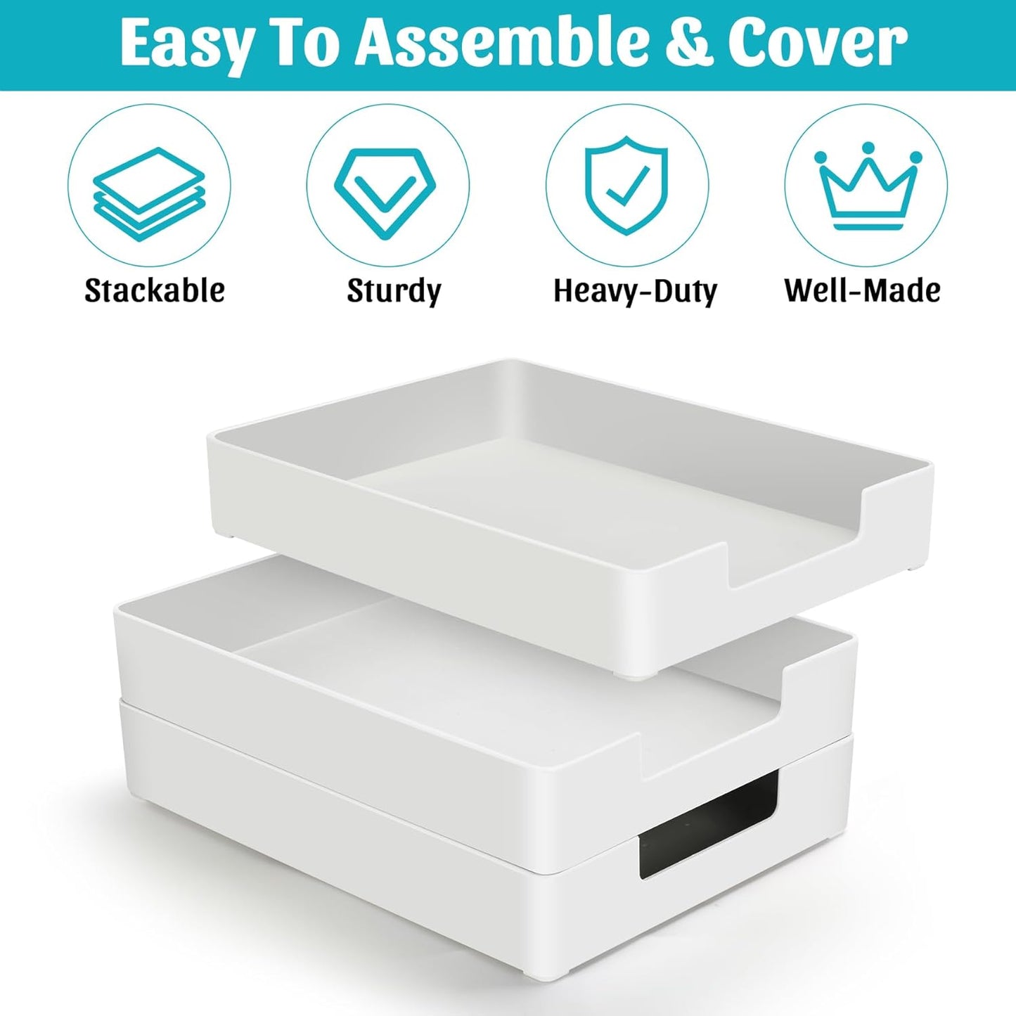 Letter-Size Tray Desk Letter Tray Paper Tray, Sturdy Heavy-Duty Plastic Printer Paper Tray, Single-Tier Stackable File Storage Organizer for Office Home (Clear)