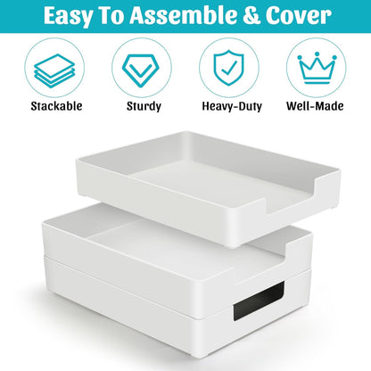 Letter-Size Tray Desk Letter Tray Paper Tray, Sturdy Heavy-Duty Plastic Printer Paper Tray, Single-Tier Stackable File Storage Organizer for Office Home (Clear)