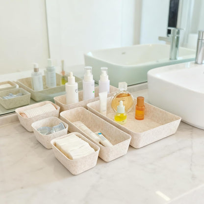 16-Piece Felt Drawer Organizer Set in 4-Sizes, Made from Eco-Friendly Material for Vanity, Makeup, Desk, Office, Kitchen, and Nightstand, Oatmeal