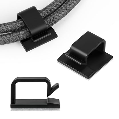 63pcs Black Cable Management,Adhesive Cable Clips,Cord Organizer ID 032" X0.2",Cord Clips for Wires on Wall,Under Desk,Nightstand,PC,TV,Outdoor Lights Strip,Plant Clips for Climbing Plants