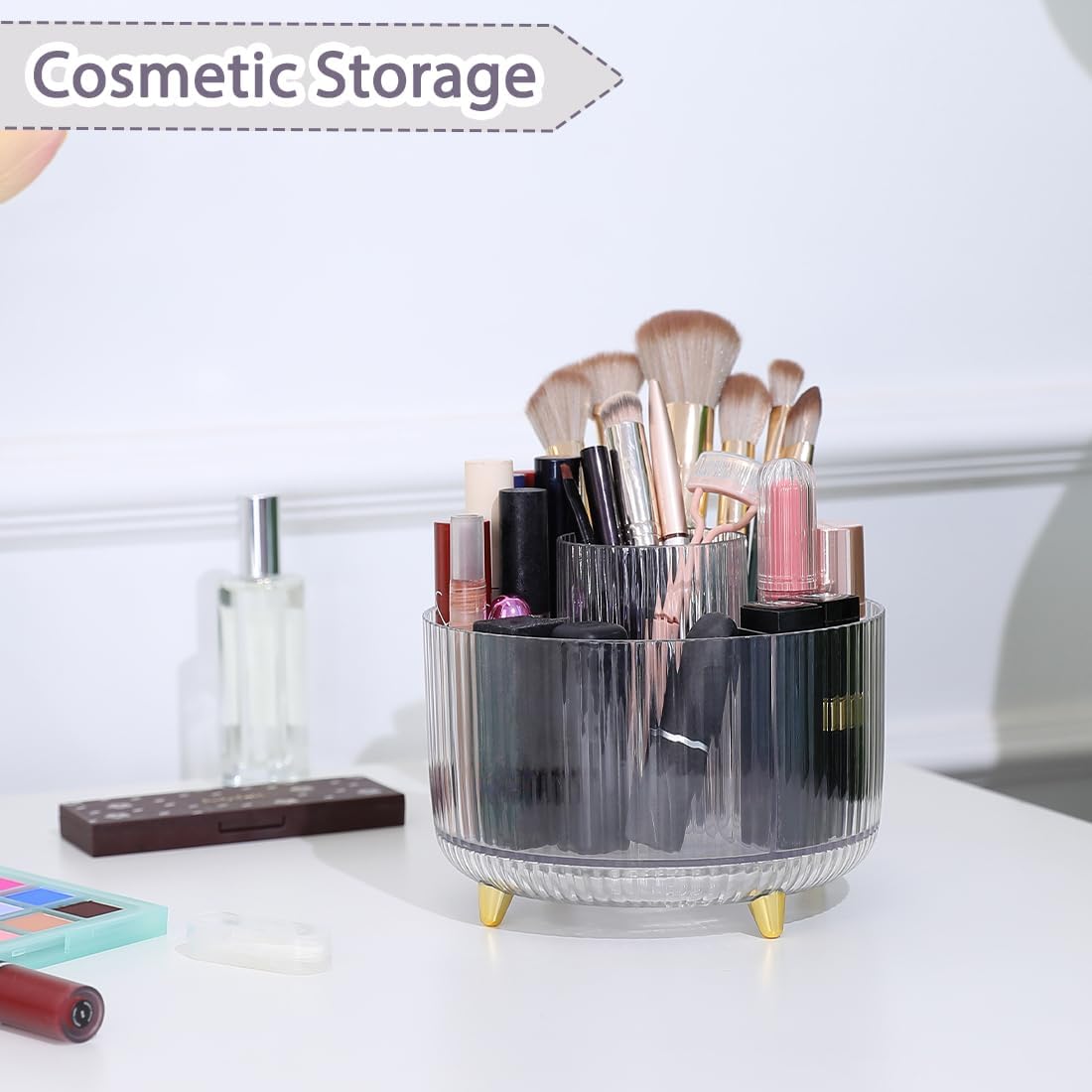 SKYDUE Rotating Pencil Pen Holder, Pen Organizer with 5 Slots - Aesthetic Desk Organizer and Accessories for School, Home, Office Supplies