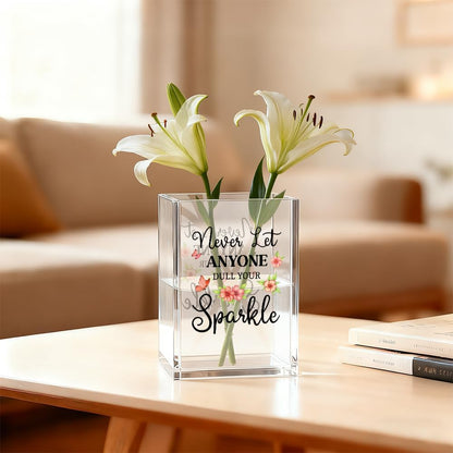 Just Breathe Acrylic Cosmetic Organizer Pen Holder, Anxiety Relaxing Acrylic Desk Holder Cup for Pen Pencil, Dandelion Desk Organizer, Mental Health Office Gifts for Coworker Leader Friend