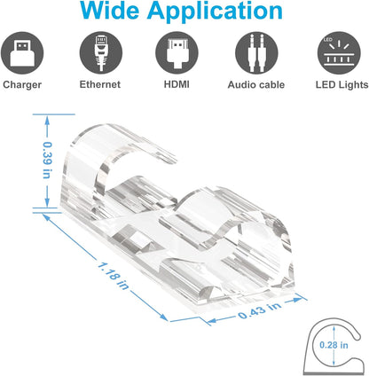 Adhesive Cable Clips Clear (40PCS, M), Upgraded Wire Holders for Wall, Strong Cord Organizer Under Desk, Car, PC, Christmas Light Indoor/Outdoor
