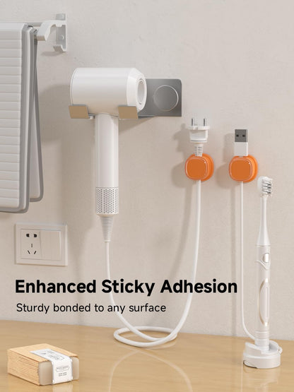 9 Pack Cord Organizer, Spring Cable Management, Adhesive Cute Cable Holder Clips, Phone Charger Wire Keeper for Desk Nightstand Car Office (9-Pack White_Orange_Blue)