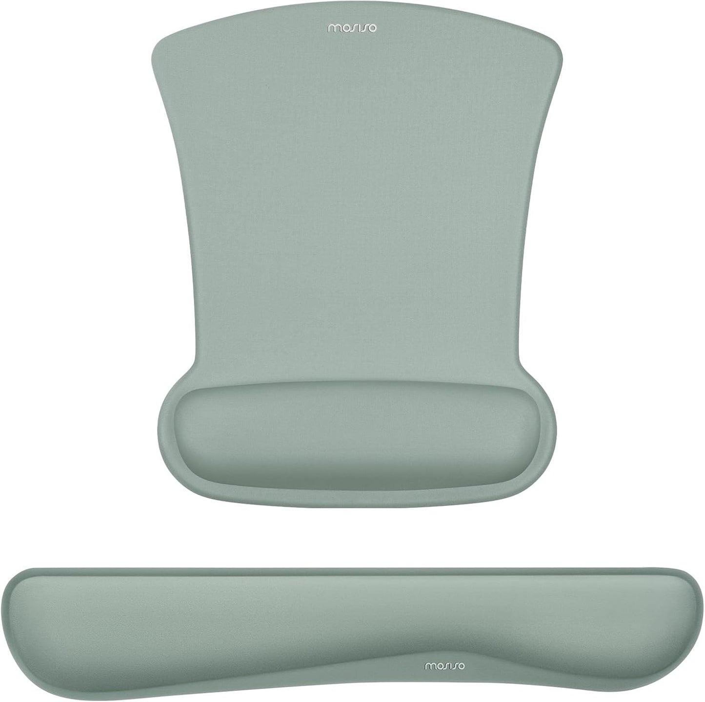 MOSISO Wrist Rest Support for Mouse Pad & Keyboard Set, Ergonomic Mousepad Non-Slip Base Home/Office Pain Relief & Easy Typing Cushion with Neoprene Cloth & Raised Memory Foam, Apricot