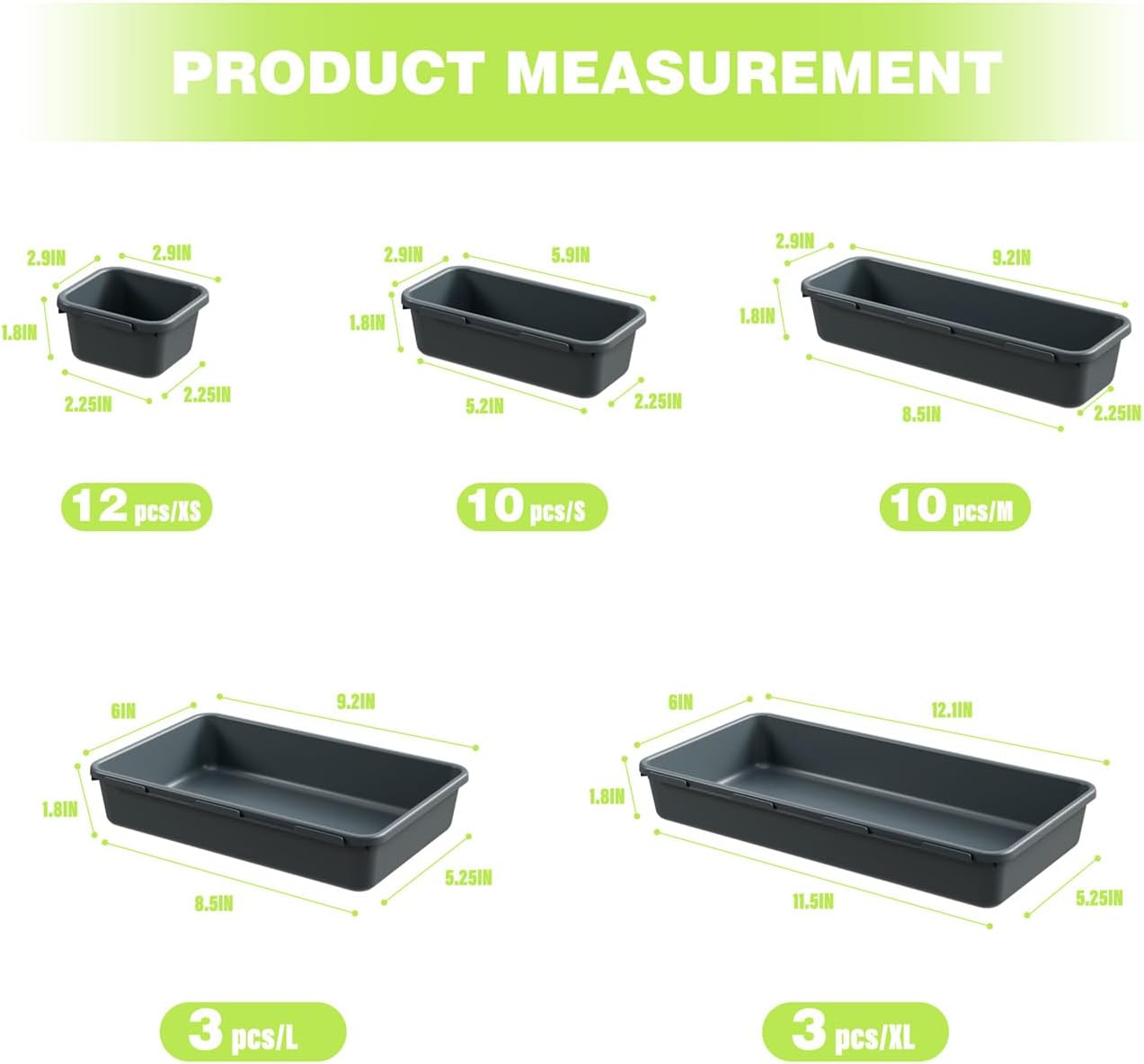 BYCY Office Drawer Organizers Bins Junk Drawer Organizers Tray Storage Dividers for Office Desk Dress Makeup (13pcs 2Size)