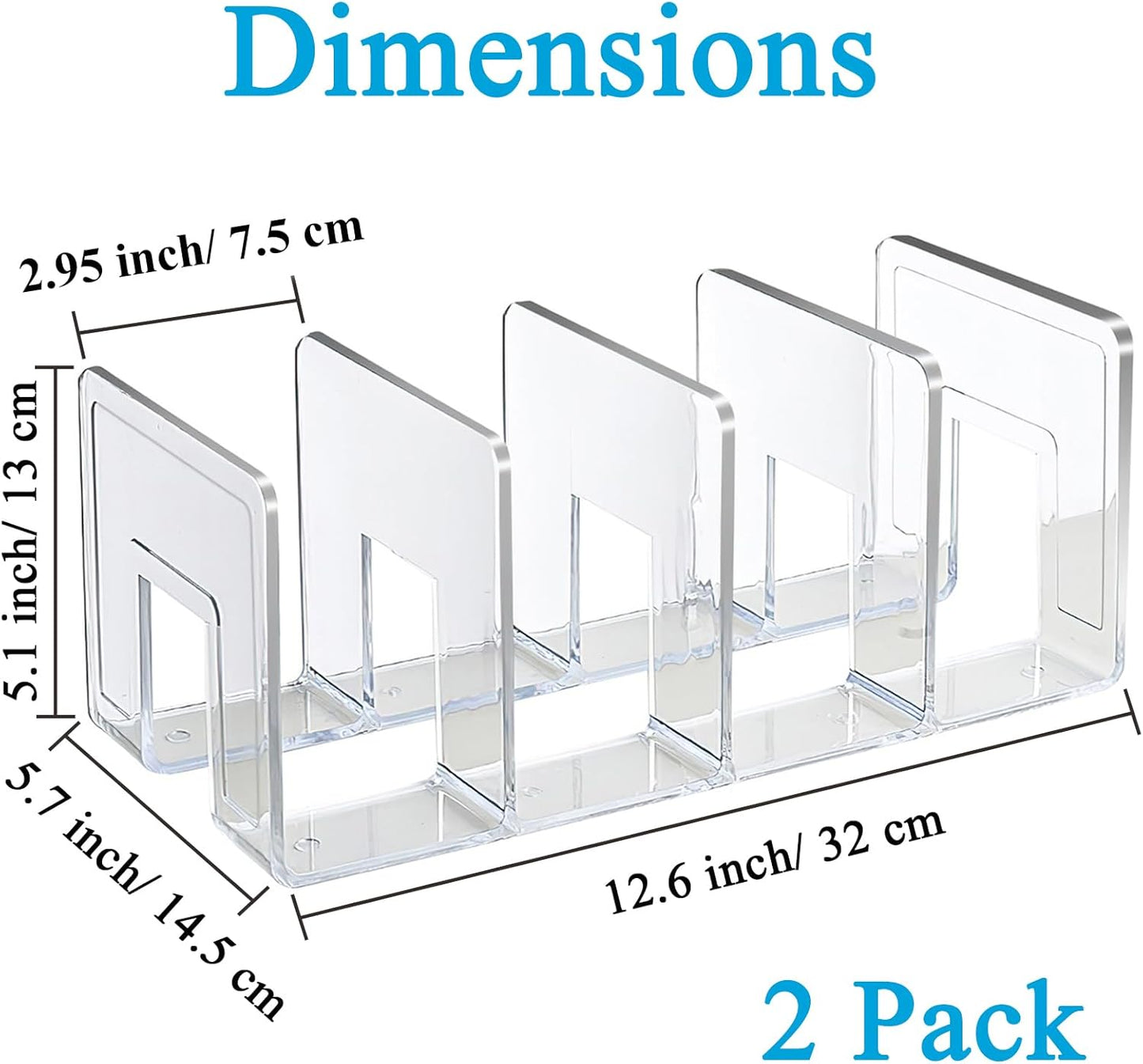 SAYEEC Acrylic File Holder, Clear File Sorter Desk File Organizer, Sturdy Desktop File Folder Organizer Rack for Envelopes Mail Letter Paper Notebook Electronics Office Supplies (4 Sections, 2 Pack)