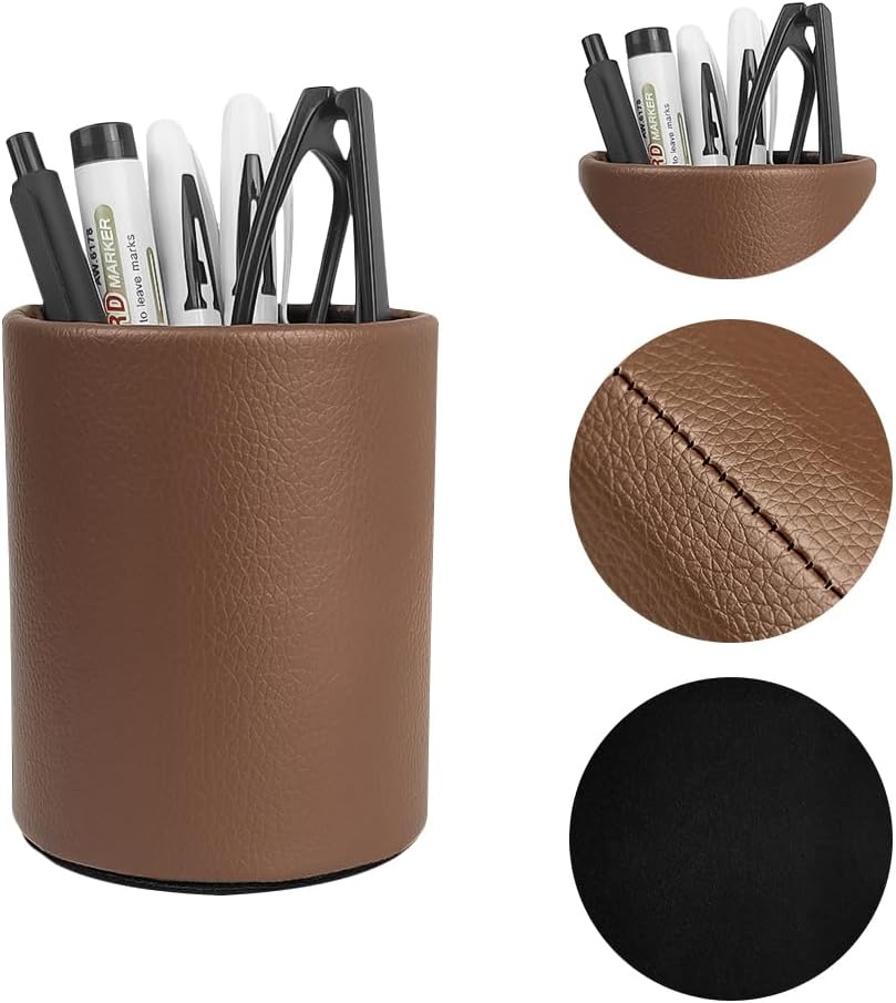Pen Holder for Desk Pencil Organizer Cute Cup Holders Aesthetic (Black, 3.94" x3.15" x3.15")