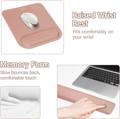 MOSISO Computer Keyboard Stand&Wrist Rest Support for Keyboard &Mouse Pad Set, Ergonomic Massage Wrist Rest Set, Easy Typing Working Acrylic Clear Stand for Office Home, Apricot