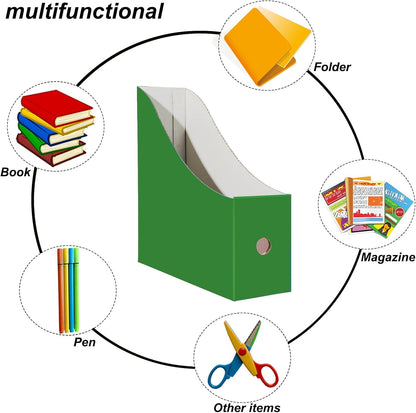 Limitliho Magazine File Folder Holder for Desk, Book Bins for Classroom Library,Office,Home, 10.6" H x 10.2" L x 3.5" W in Cardboard Paper Organizer (Six color, 6 Pack)