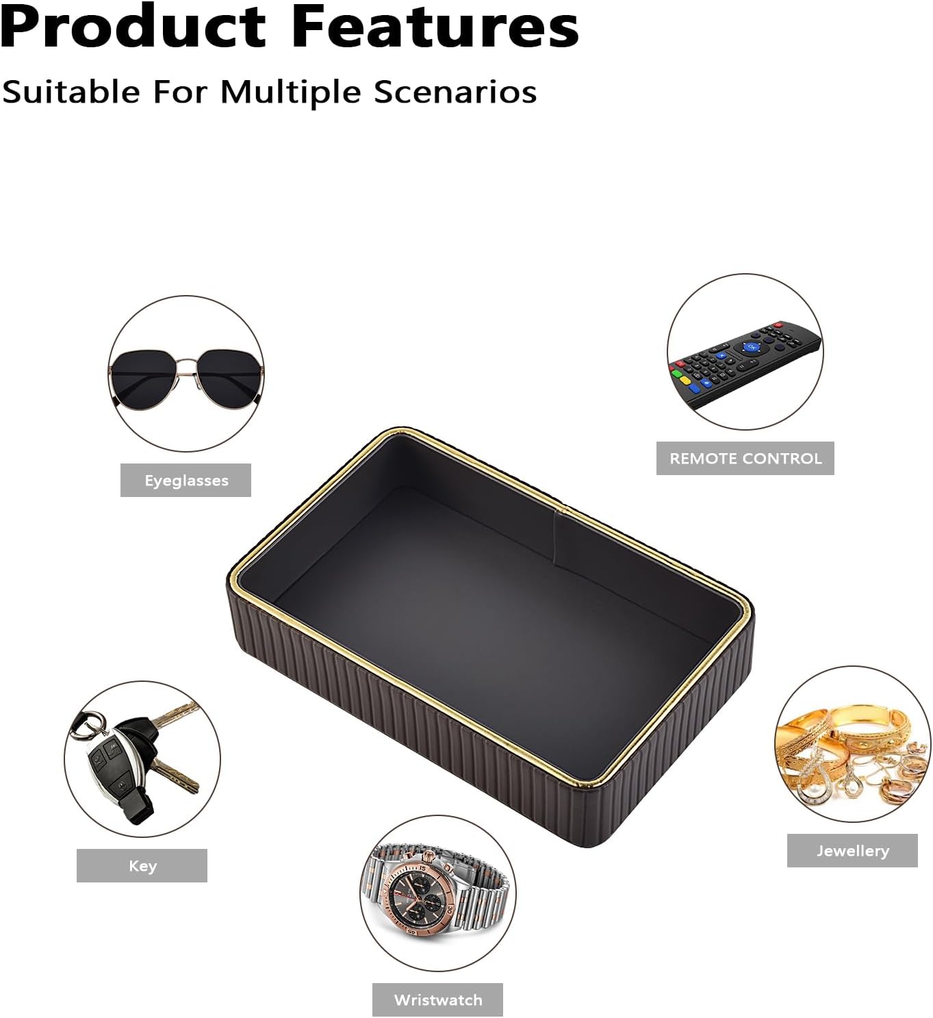 PU Leather Valet Tray,Desk Organizer Tray Nightstand Organizer Trinket Dish Storage Key Bowl Decorative Trays for Phone Wallet Jewelry Watch,Bathroom Bedroom Perfume Vanity Trays,Cream White