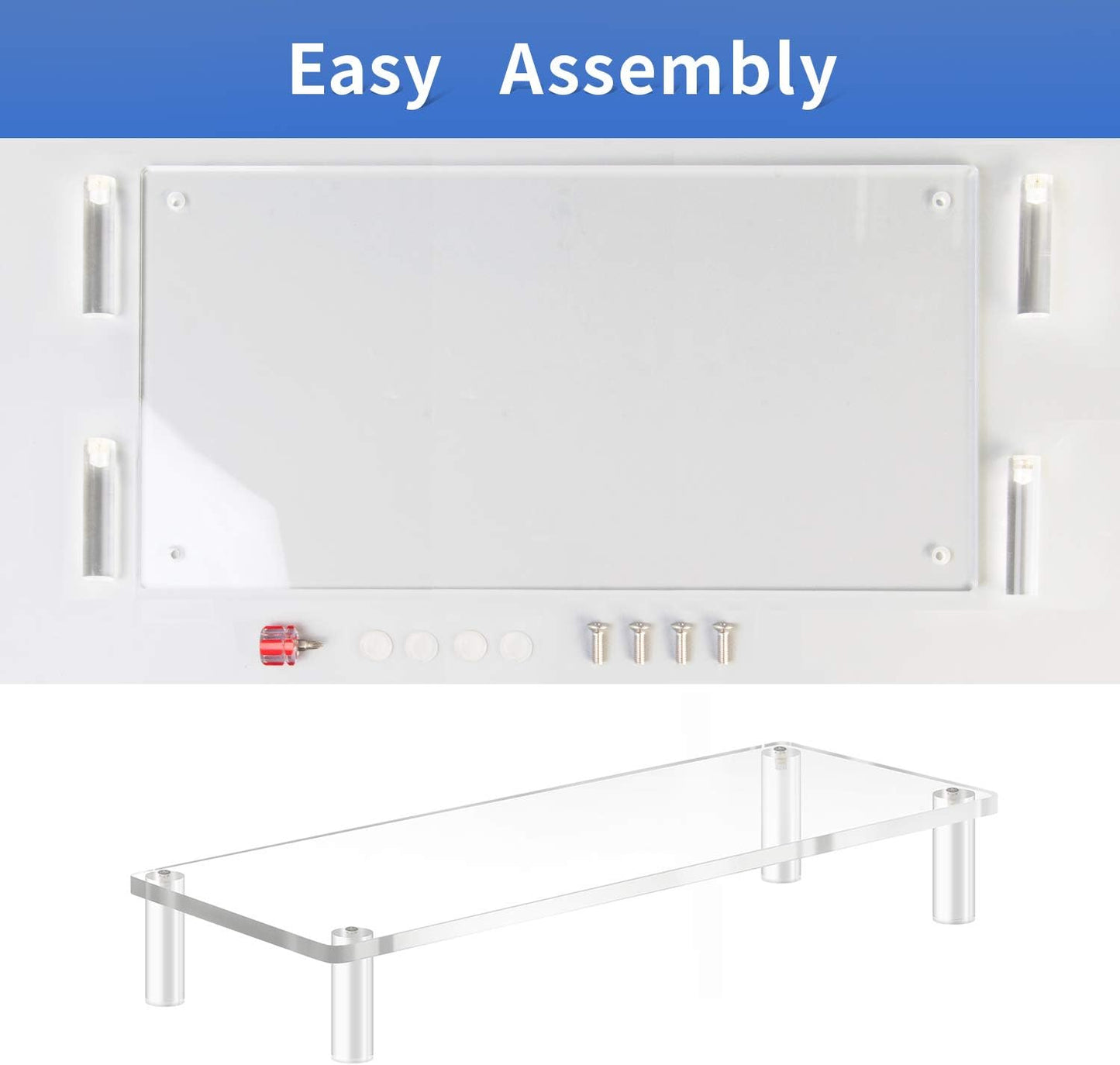 Yestbuy Acrylic Monitor Stand Riser, Clear Computer Monitor Riser, Desktop Organizer Stand for Office Accessories, Printer, Notebook, and All Flat Screen Display, Ergonomic Monitor Riser Stand