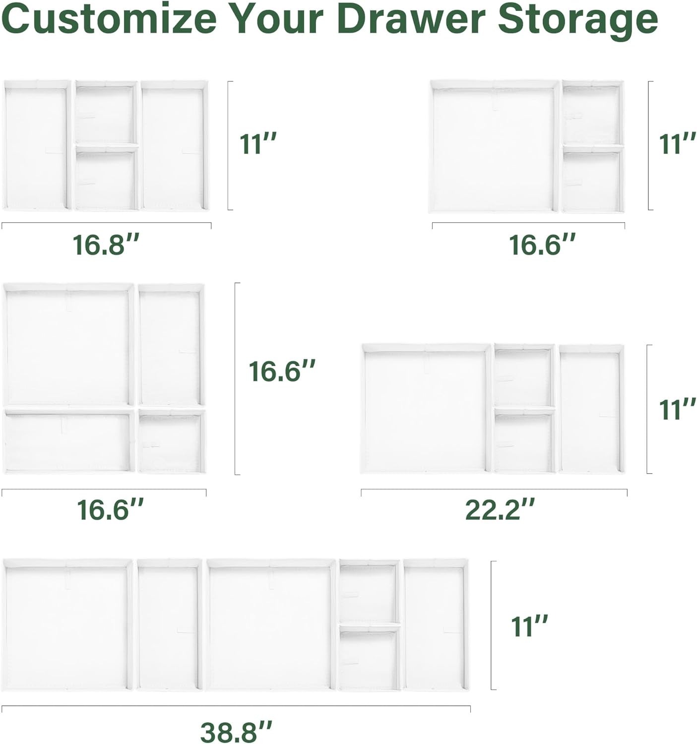 Kootek 16 Pack Drawer Organizer Clothes, Dresser Drawer Organizers for Clothing Fabric Foldable Closet Organizers and Storage Bins for Baby Clothes, Nursery, Underwear, Bras, Socks