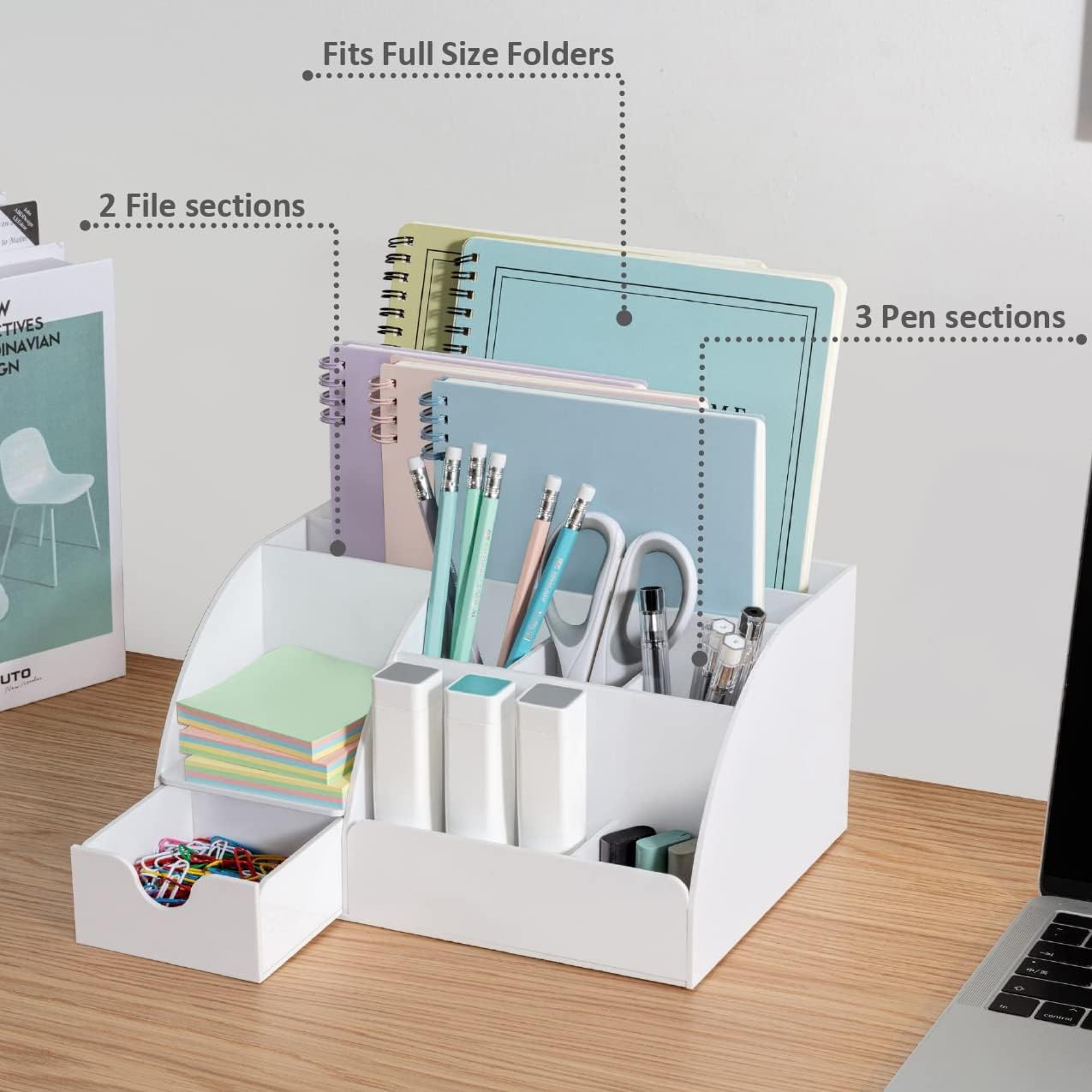 My Space Organizers Clear Acrylic Desk Oganizer, 9 Compartments, Office Supplies and Desk Accessories Organizer, Home Decor Desktop Organizer (Clear)