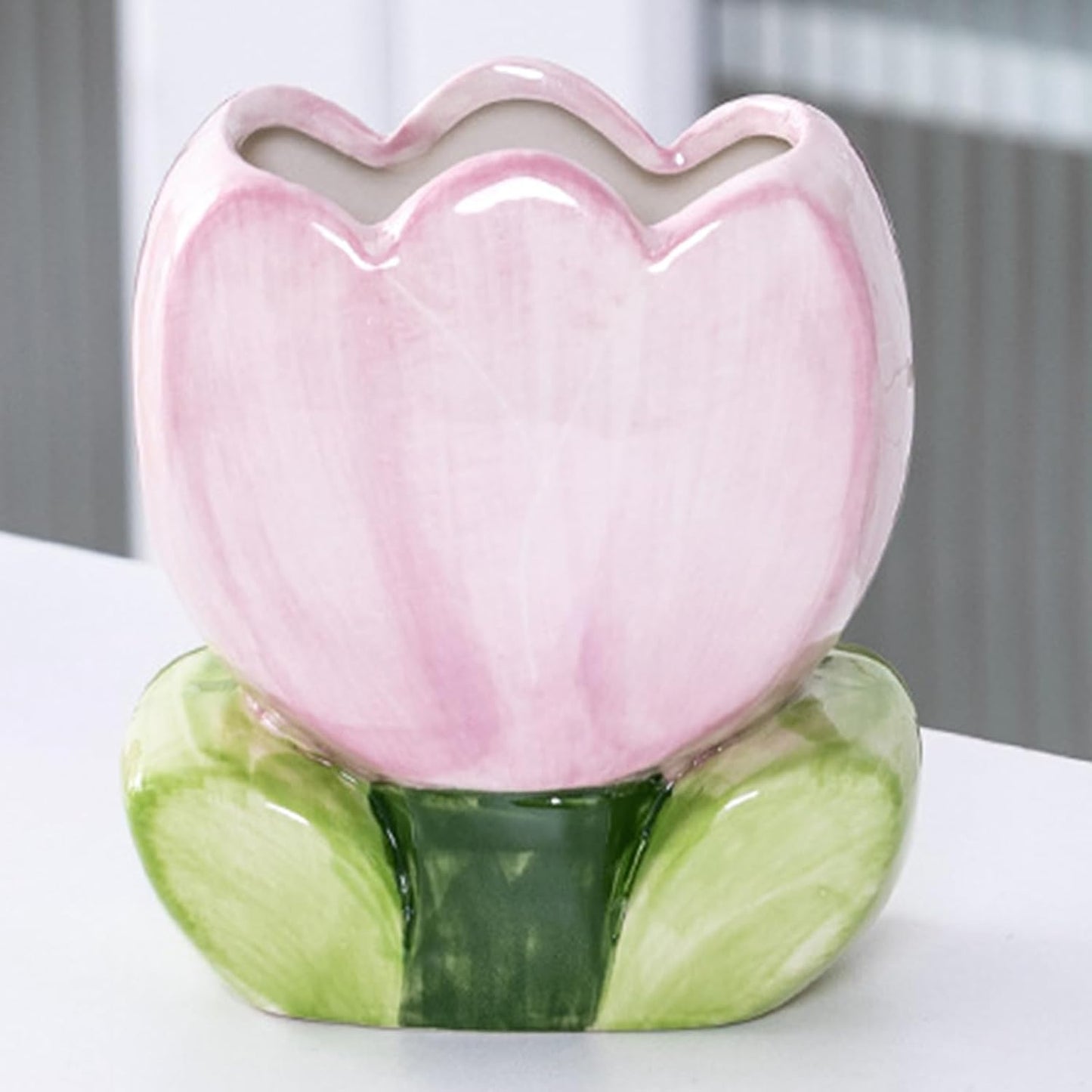 Pen Holder for Desk Cute Toothbrush Holder Tulips Vase Decor Aesthetic Pencil Holder for Office Makeup Brush Holder Yellow Kawaii Desk Accessories Home Decor Birthday Gifts for Women
