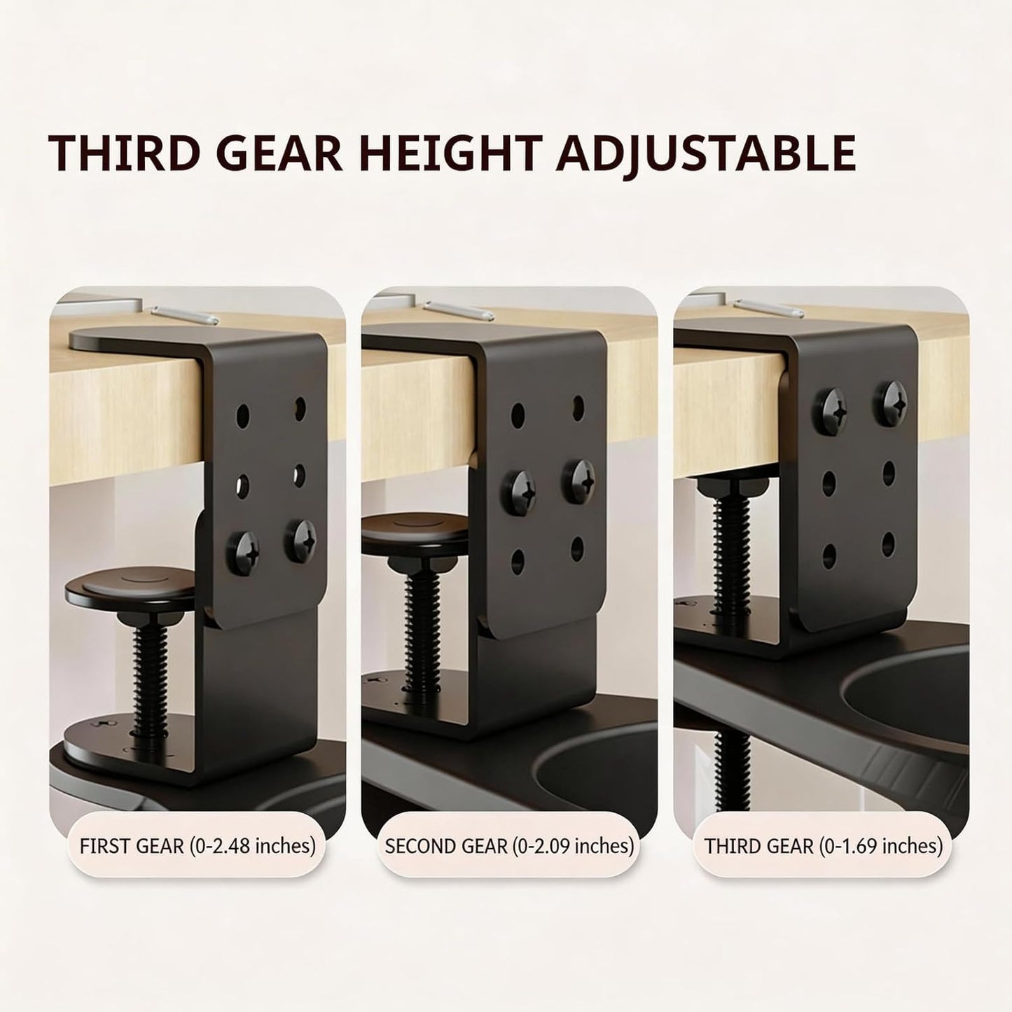 Clamp-On Under Desk Organizer with Cup Holder, 360° Rotating Mesh Drawer with Cable Hole, No-Drill Desk Drawer Organizer for Gaming Desk Accessories, Office Supplies, Coffee Mug, Dorm(2 in1)