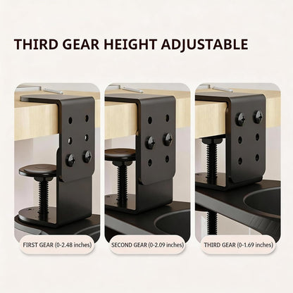 Clamp-On Under Desk Organizer with Cup Holder, 360° Rotating Mesh Drawer with Cable Hole, No-Drill Desk Drawer Organizer for Gaming Desk Accessories, Office Supplies, Coffee Mug, Dorm(2 in1)