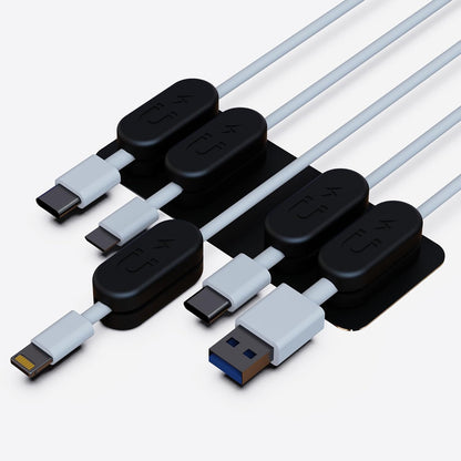 CHARGEWORX Pack of 5 Magnetic Cable Clips, Adhesive Cord Organizer for Desk, Nightstand, Wall or Car, Wire Holder for USB-C, Lightning and Micro-USB Cables