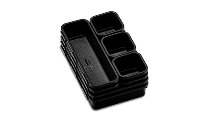 madesmart 8 Piece Interlocking Bin Pack, Customizable Drawer & Desk Organizer Set for Office, Kitchen, Bathroom & Tools, Durable Modular Storage Bins with Non-Slip Feet, Carbon