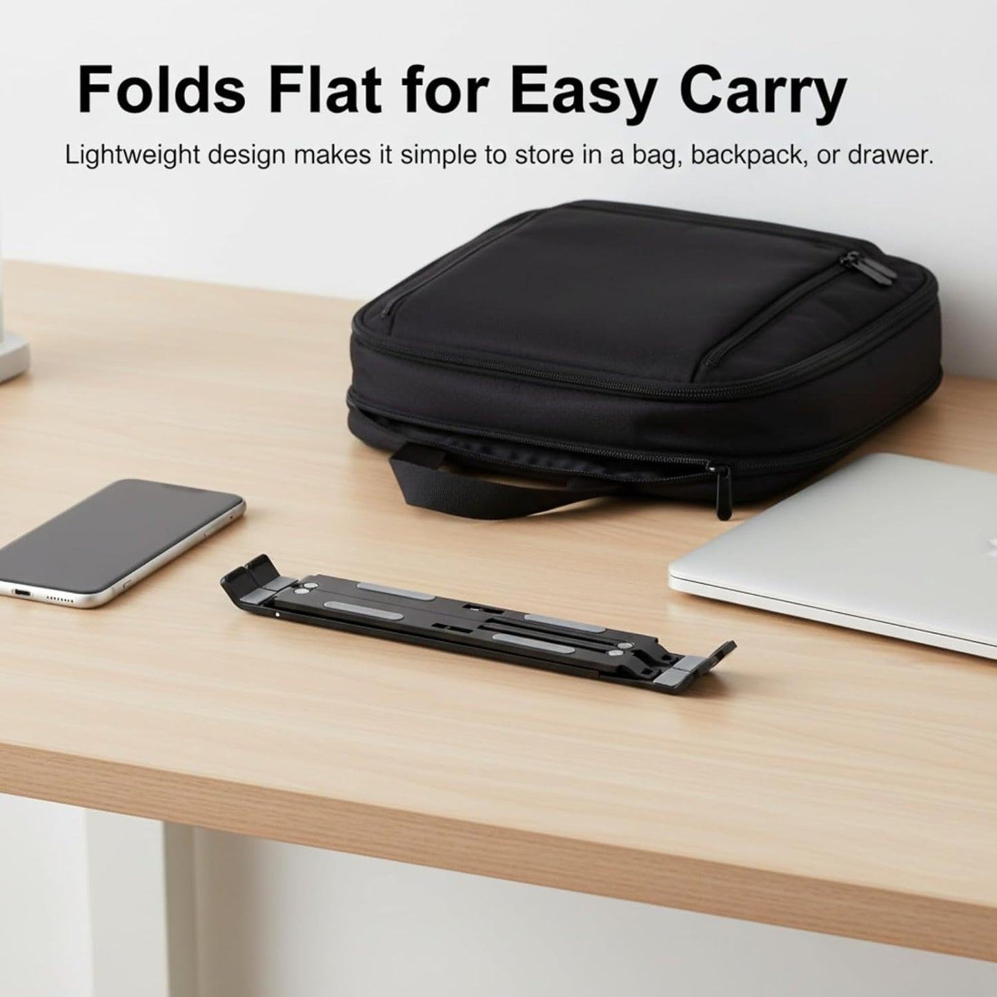 Adjustable Laptop Stand, Foldable Aluminum Laptop Riser for Desk, Portable Ergonomic Notebook Holder for 10-17 Inch Laptops, iPad & Tablet (Black,Aluminum Alloy)