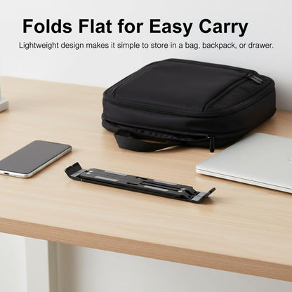 Adjustable Laptop Stand, Foldable Aluminum Laptop Riser for Desk, Portable Ergonomic Notebook Holder for 10-17 Inch Laptops, iPad & Tablet (Black,Aluminum Alloy)