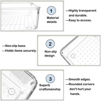 25 Pack Fridge Storage Containers, Plastic Office Organization Clear Food Storage Boxes Snack Organiser Refrigerator Storage Bins Set for Kitchen Bathroom Pantry Cabinet