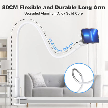 Gooseneck Cell Phone Holder, Universal 360 Flexible Phone Stand Lazy Bracket Mount Long Arms Clamp for Phone 13 Pro Xs Max XR X 8 7 6 6s Plus and Other 3.5~6.7'' Device (Black)