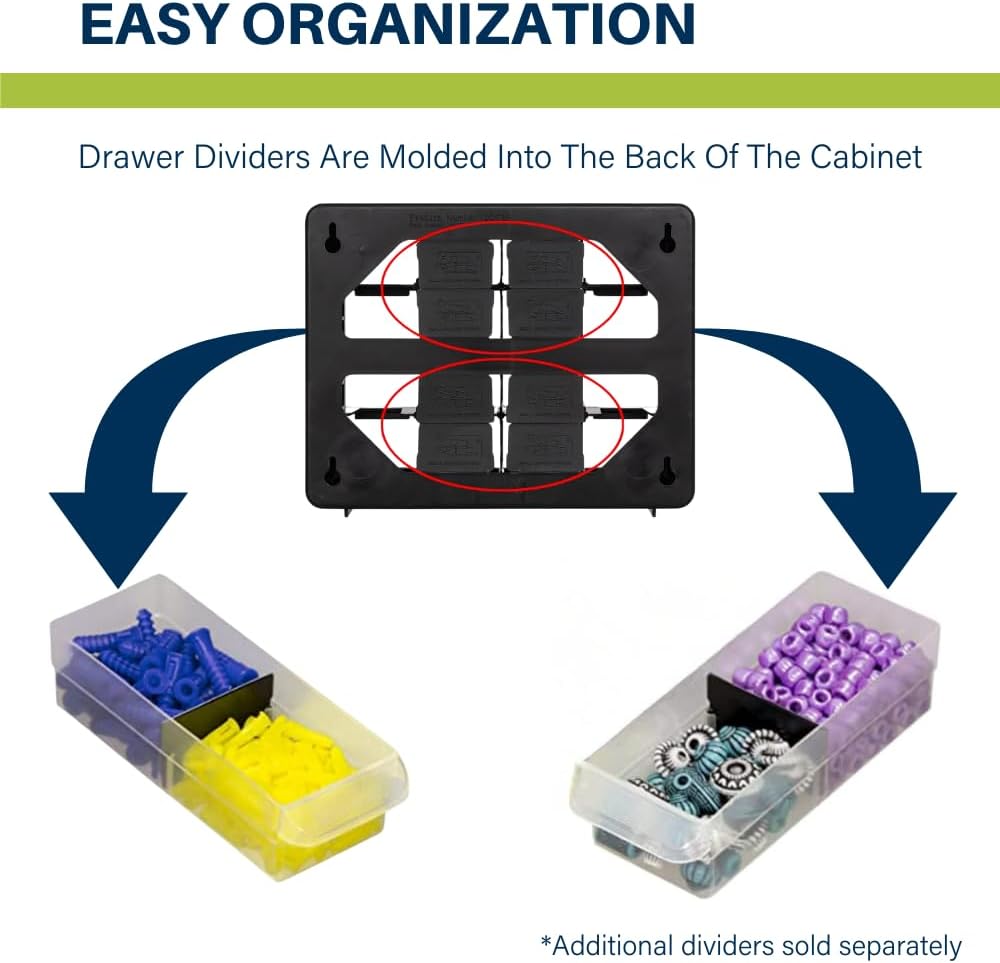 Akro-Mils 24-Drawer Plastic Drawer Storage Cabinet for Garage Organization, Bead Organizer, Building Bricks Storage, Teacher Toolbox, Makeup Organizer, 20" W x 6" D x 16" H, 10124 Black