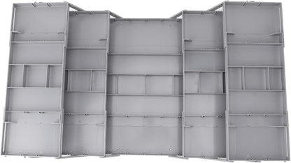 Pomya Multi Tier Drawer Organizer, Foldable Expandable Desk Storage Organizer Tray Bins with Compartments Storage Trays, Adjustable Double Row Organizer Trays for Make Up, Jewelry (2