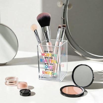 Just Breathe Acrylic Cosmetic Pencil Pen Holder Cup, Hope Inspirational Makeup Brush Organizer Holder, Women Faith Gifts, Encouragement Gifts for Women Mom Daughter Sister Friend Yoga Teacher