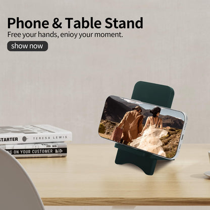 LUCKY BEAN Wood Phone Stand, Desktop Wooden Phone Holder, Portable Phone Stand for Desk, Compatible with iPhone & All Cell Phones (Walnut Wood)