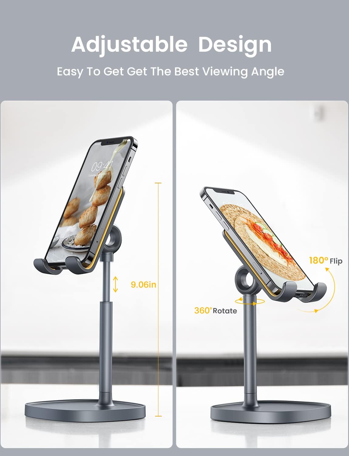 LISEN Cell Phone Stand Phone Holder for Desk Office Decor, Office Desk Accessories Women PC Gaming Essentials iPhone Stand Gadgets Men Gifts for Mom Fit OtterBox Case Switch iPad Air Tablet 4-10 in