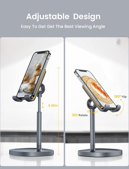 LISEN Cell Phone Stand Phone Holder for Desk Office Decor, Office Desk Accessories Women PC Gaming Essentials iPhone Stand Gadgets Men Gifts for Mom Fit OtterBox Case Switch iPad Air Tablet 4-10 in