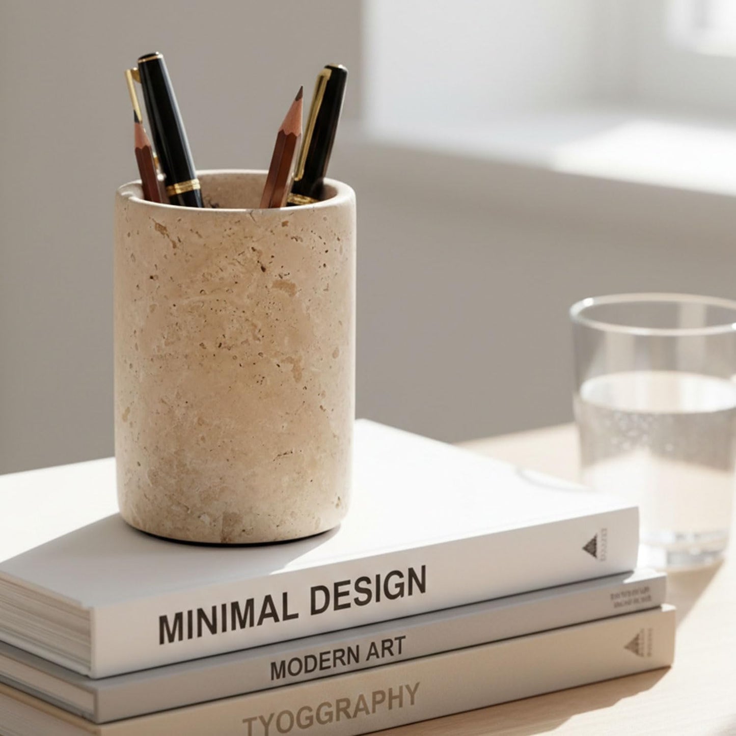 Radicaln Marble Pen Holder For Desk 4" Inches Green Onyx Handmade Makeup Brush Cup for Girls, Bathroom Tumbler Cup, Durable Office & Home Organizer Pencil Holder