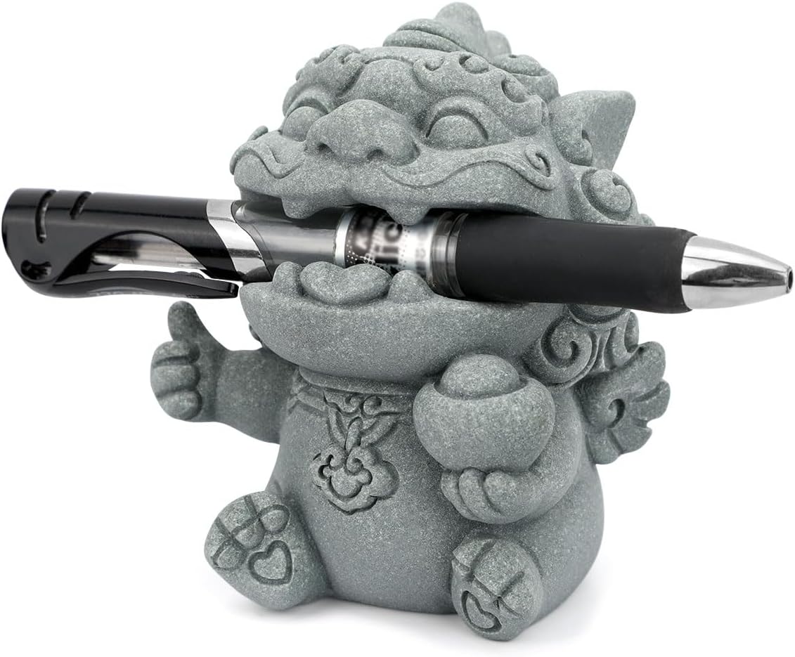Dragon Pen Holder for Desk, Pen Holder Figure, Chinese Feng Shui Desk Organizer, Animal Figure for Office/Study Display Decoration