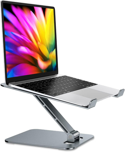RIWUCT Foldable Laptop Stand, Height Adjustable Ergonomic Computer Stand for Desk, Aluminum Portable Laptop Riser Holder Notebook Mount Compatible with MacBook Pro Air, HP, Dell 10-16"