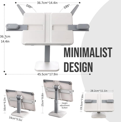 Tablet Stand Holder,Adjustable Foldable Lightweight iPad Laptop Book Stand for Desk,Monitor Holder Multi-Functional Rest Tray Recipes Textbook Cookbook Magazine Laptop Tablet DW (Grey)