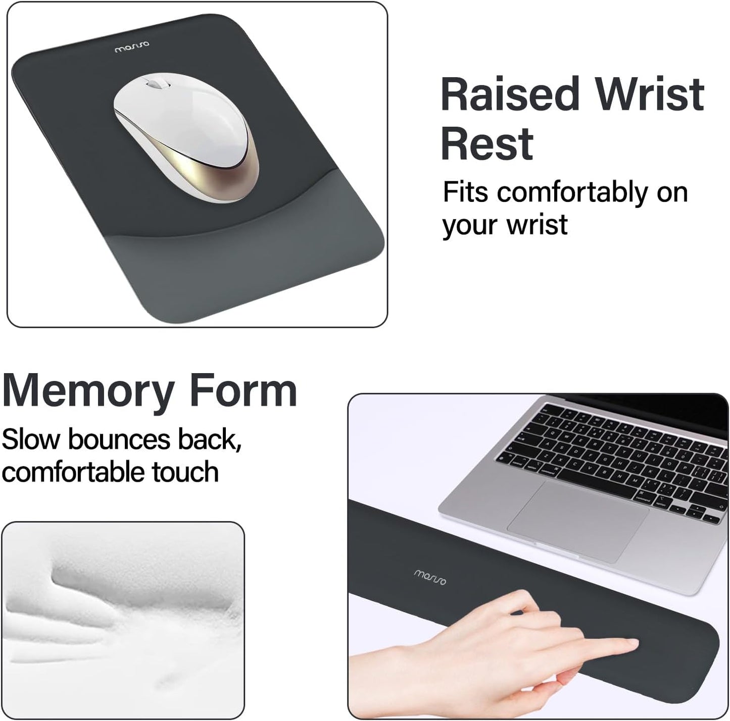 MOSISO Keyboard Mouse Pad Set, Large Gaming Mouse Pad&Rectangular Keyboard Wrist Rest&Mousepad with Wrist Rest&Coaster, Ergonomic Non-Slip&Easy Typing Pad with Curved Silicone Lining, Antique Green