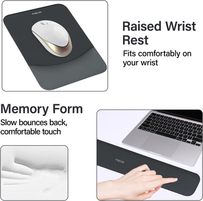 MOSISO Keyboard Mouse Pad Set, Large Gaming Mouse Pad&Rectangular Keyboard Wrist Rest&Mousepad with Wrist Rest&Coaster, Ergonomic Non-Slip&Easy Typing Pad with Curved Silicone Lining, Antique Green