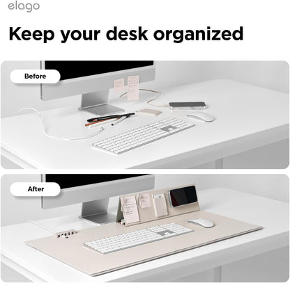 elago Smart Magnetic Desk Mat Folio Board Compatible with All Magnetic Products Clean Organized Desk for Office and Home (Microfiber Leather-Stone)