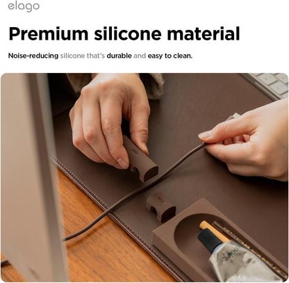 elago Magnetic Cable Management Organize 4 Cables, Powerful Magnets, Wire Holder Keeper Organizer Phone Home Office Desk Compatible with Magnetic Pad (1 Slot +3 Slot Set)[Stone]