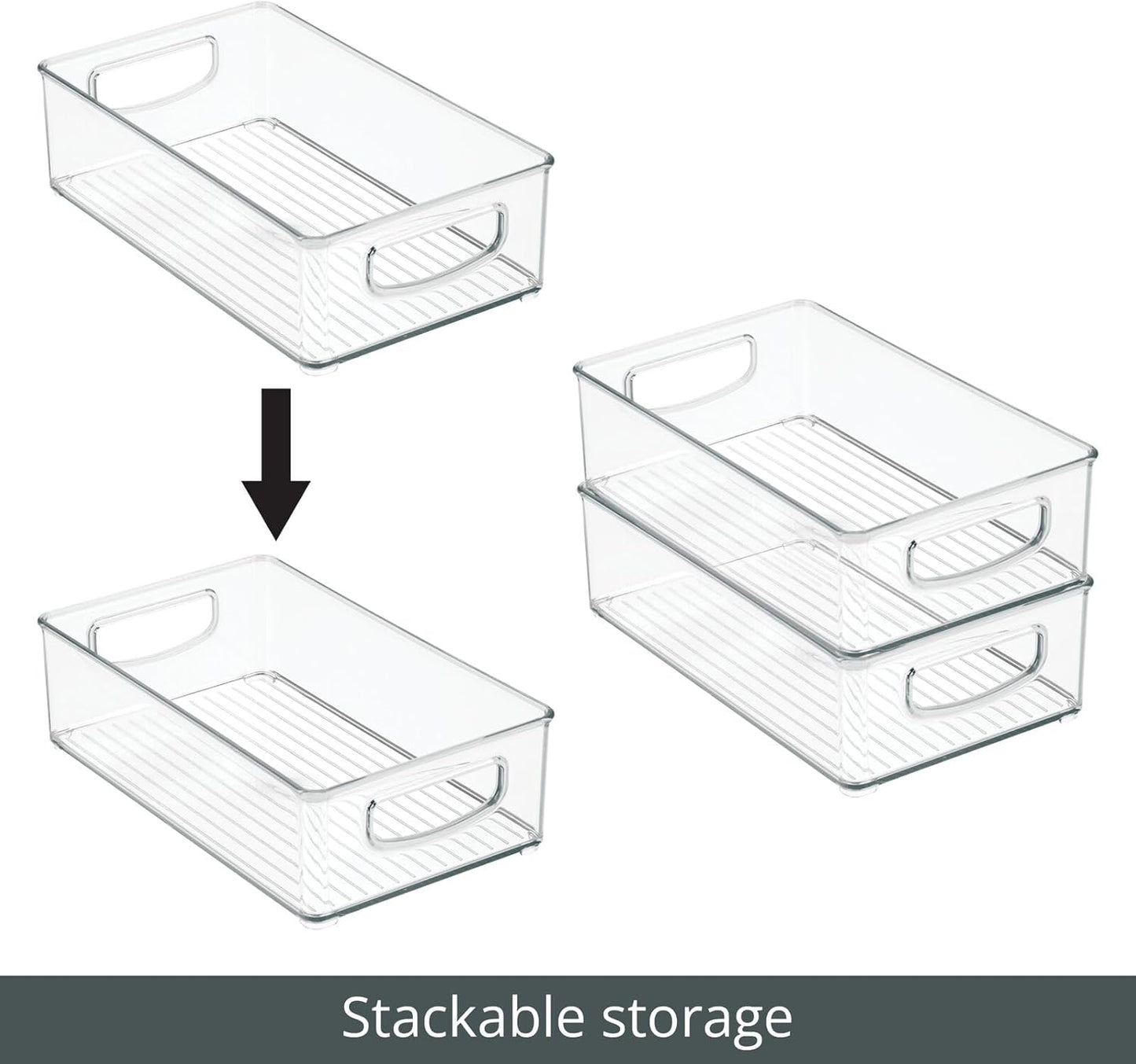 mDesign Plastic Office Supply Organizer - Storage Holder Bin with Handles for Desk Drawer, Cabinet - Pencil, Pen, Envelope and Supplies Container Basket - Ligne Collection - 2 Pack - Clear