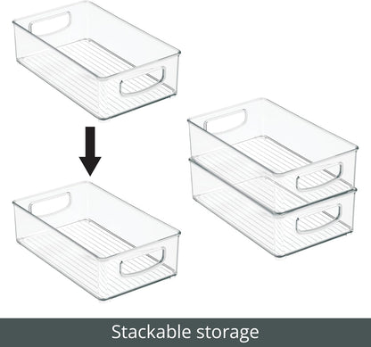mDesign Plastic Office Supply Organizer - Storage Holder Bin with Handles for Desk Drawer, Cabinet - Pencil, Pen, Envelope and Supplies Container Basket - Ligne Collection - 2 Pack - Clear