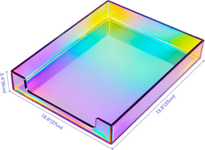 Paper Tray Acrylic File Organizer for Desk Letter Tray Desk Organizer Document Holder Sorter Storage for A4 Office Supplies Magazines, 13.8x10.6x2.4 Inches, Neon Pink