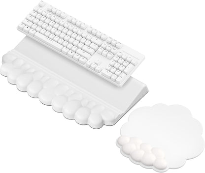 Laborio Cloud Wrist Rest for Keyboard and Mouse for Desktop, PU Leather Cloud Computer Keyboard Stand with Mouse Pad, Key Board Wrist Support Riser, Angle Adjustable Arm Rest(Black)