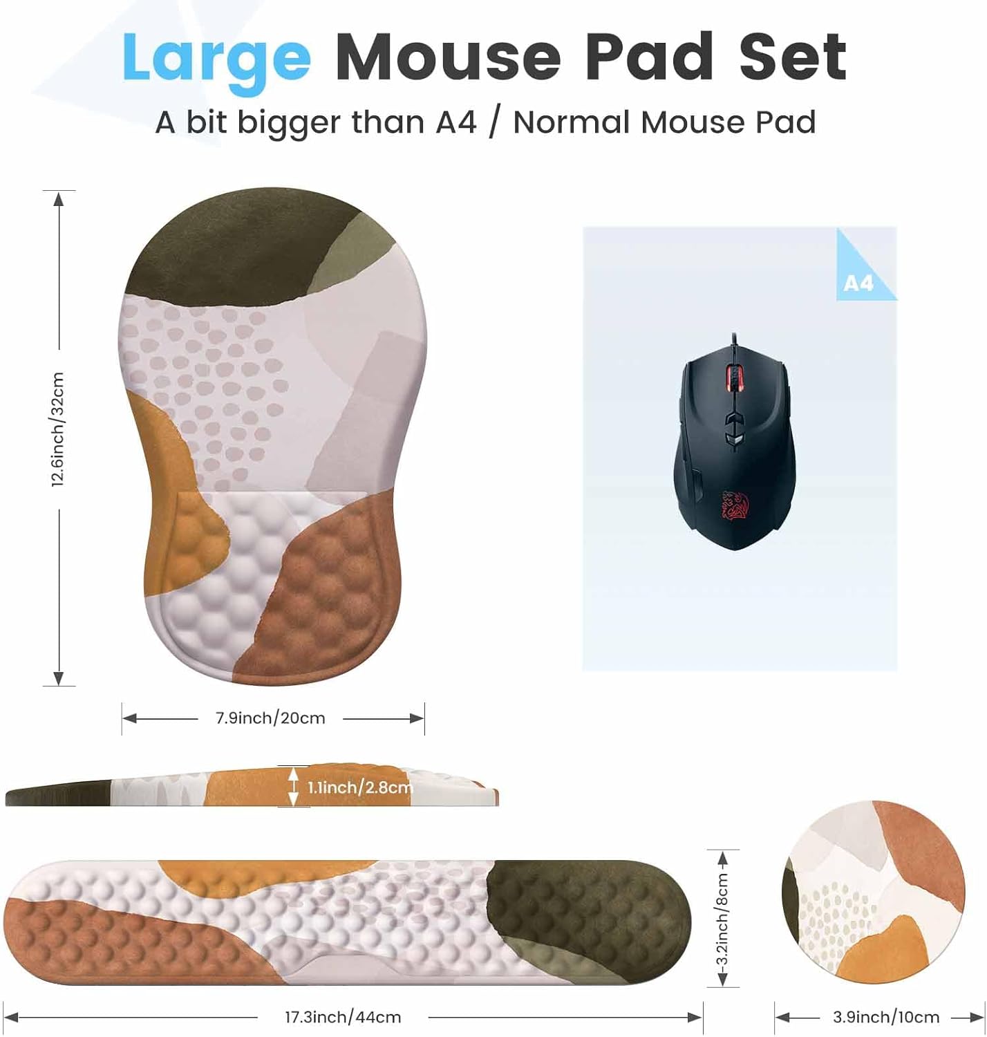 HAOCOO Keyboard Wrist Rest, Ergonomic Mouse Pad with Wrist Rest, 3 in 1 Keyboard and Mouse pad with Coaster Set, Memory Foam Wrist Support, Non-Slip PU Base for Home Office, Rose Gold Pink