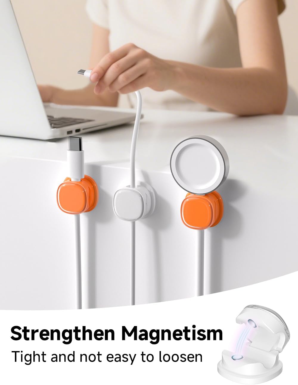 Magnetic Cable Clips, Adjustable Cord Holder Management, Adhesive Wire Keeper Organizer for Home Office Desk Phone PC Car Wall Desktop Nightstand Appliance (9-Pack Black Crystal)