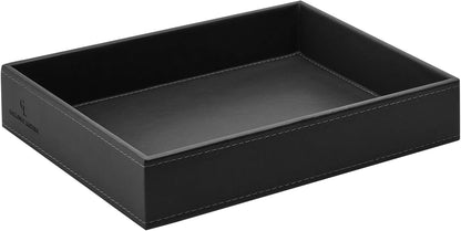 GALLAWAY Leather Valet Tray for Men - Nightstand Organizer EDC Tray for Wallet and Keys - Bedside Dresser Catch All Dump Key Bowl for Entryway Table, Dark Brown