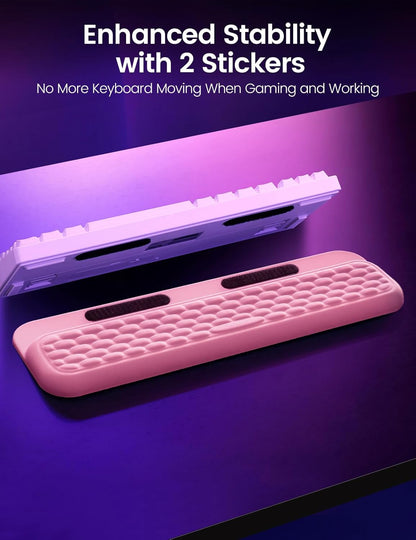Vaydeer Wrist Rest with Stickers, Full 100% Mechanical Keyboard Rest Support Pad, Desk Ergonomic Cushion for Computer Typing Office Work Home Gaming, Soft Memory Foam Arm Palm Hand Pain Relief-Pink