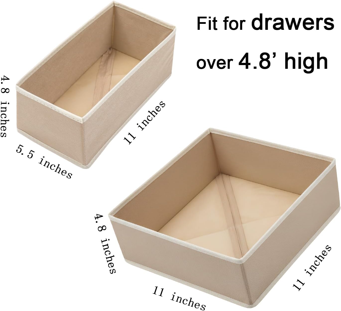 Bructhun Foldable Fabric Drawer Organizer Set 4 Pack Dresser Dividers - Sock Underwear Storage Bins Gray